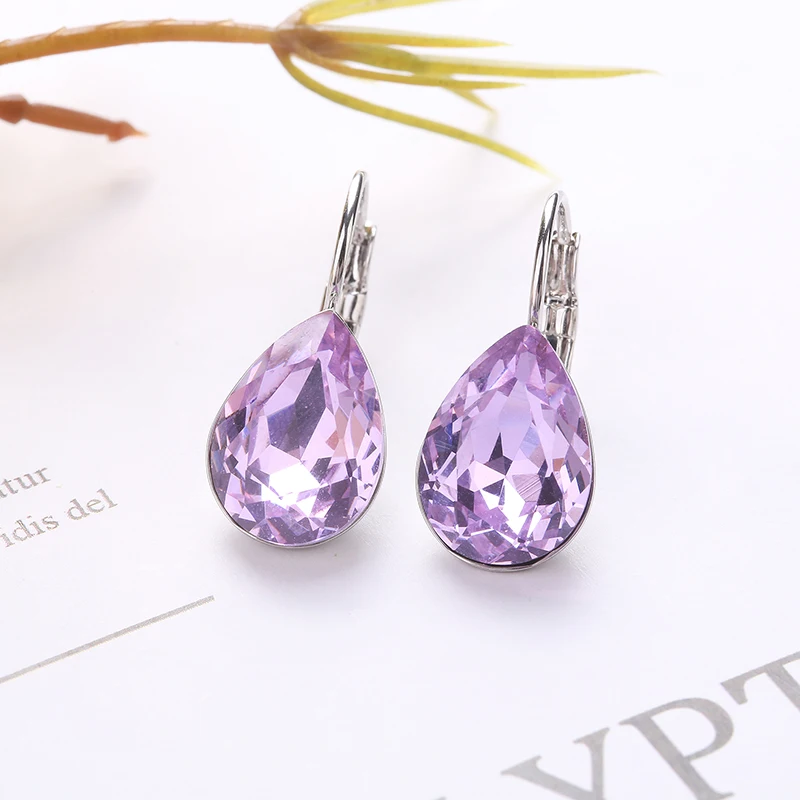 Ms Betti 2021 Simple Crystal Drop Earrings Tear Shape Stone French Hook Rose Blue Violet VM Multi Color For Women Wedding Gifts