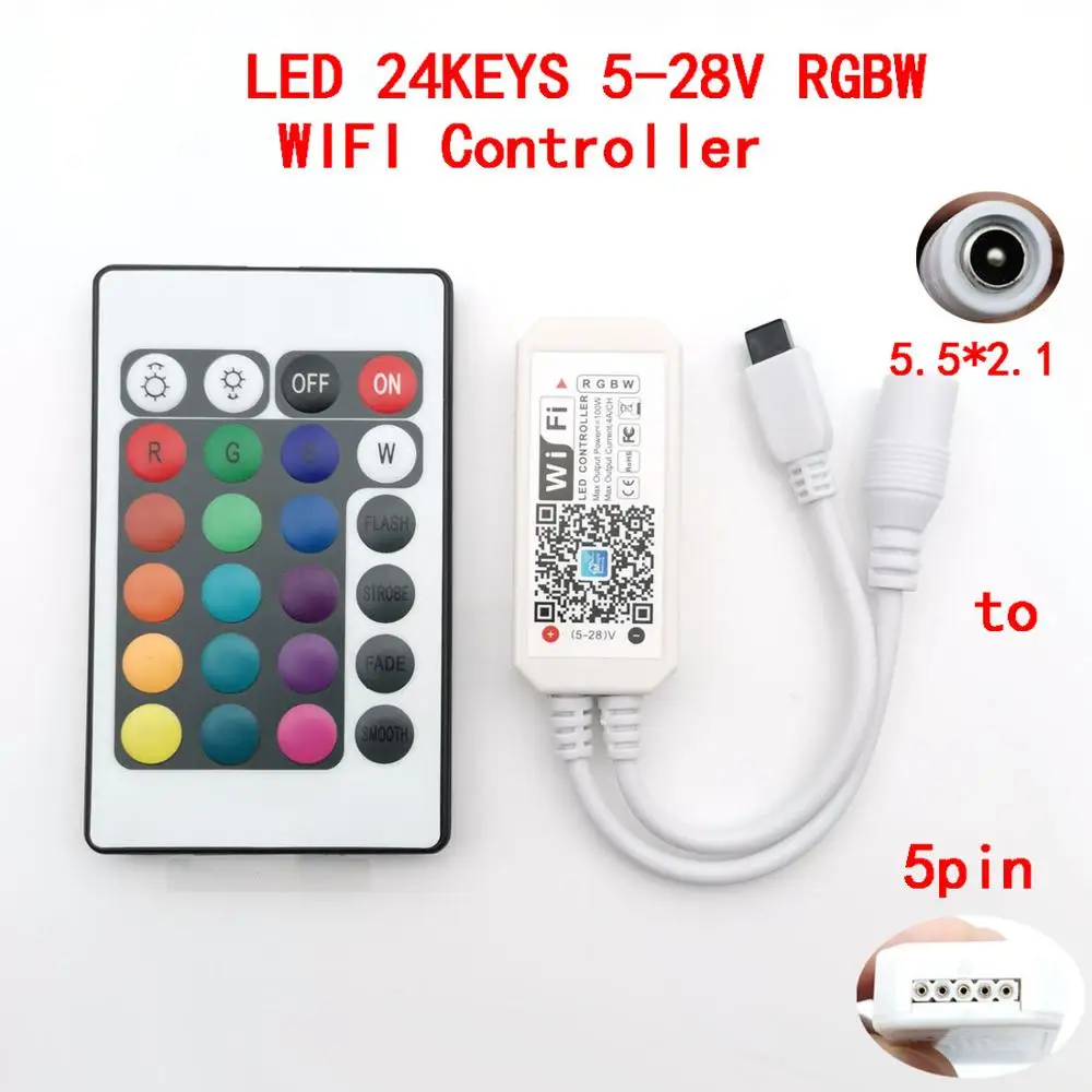 ماجيك هوم 5-12-24V Led Rgb IR RF الأشعة تحت الحمراء وحدة تحكم لاسلكية ل 3528/2835/5050 RGBW 24/44 مفاتيح واي فاي App LED قطاع تحكم