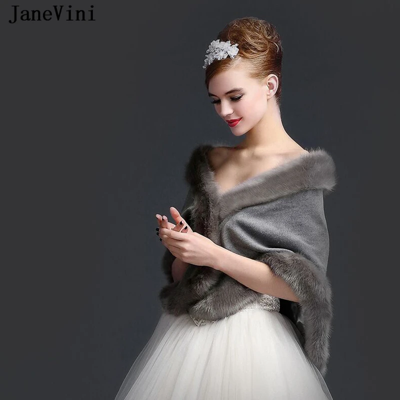 JaneVini-Bolero De Novia púrpura De piel sintética para mujer, capa suave, chal, abrigo, Chaqueta De Novia, invierno, 2021