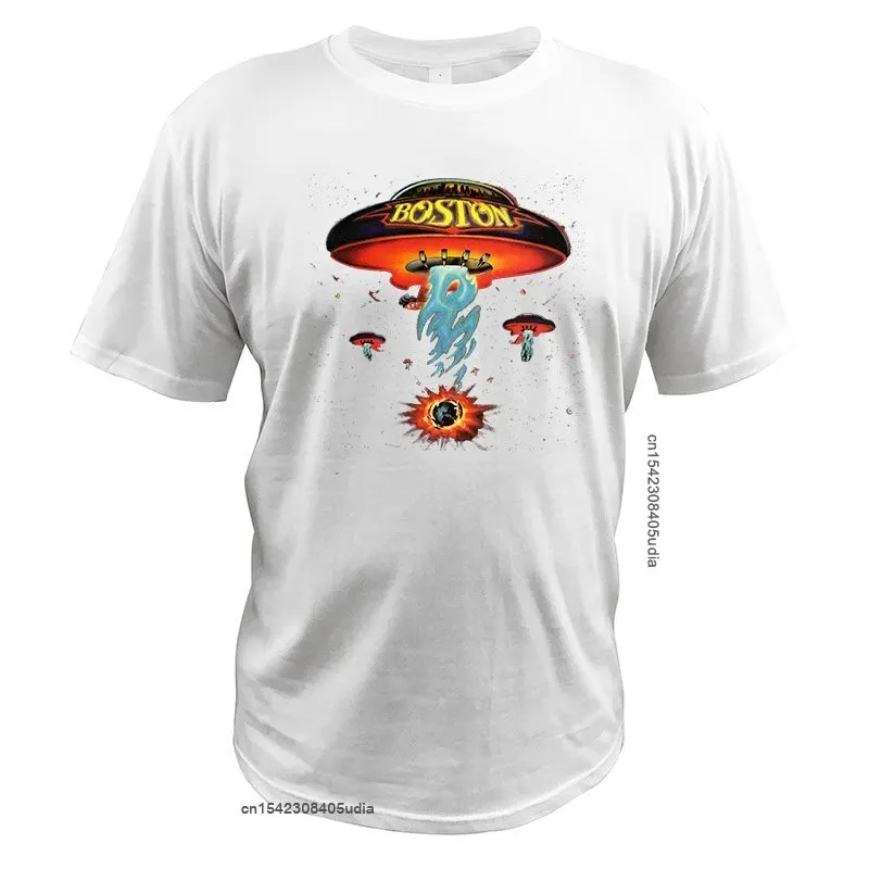 T-shirt Boston Astronave Album T-shirt Boston T-shirt alla moda in cotone American Rock Band taglia EU