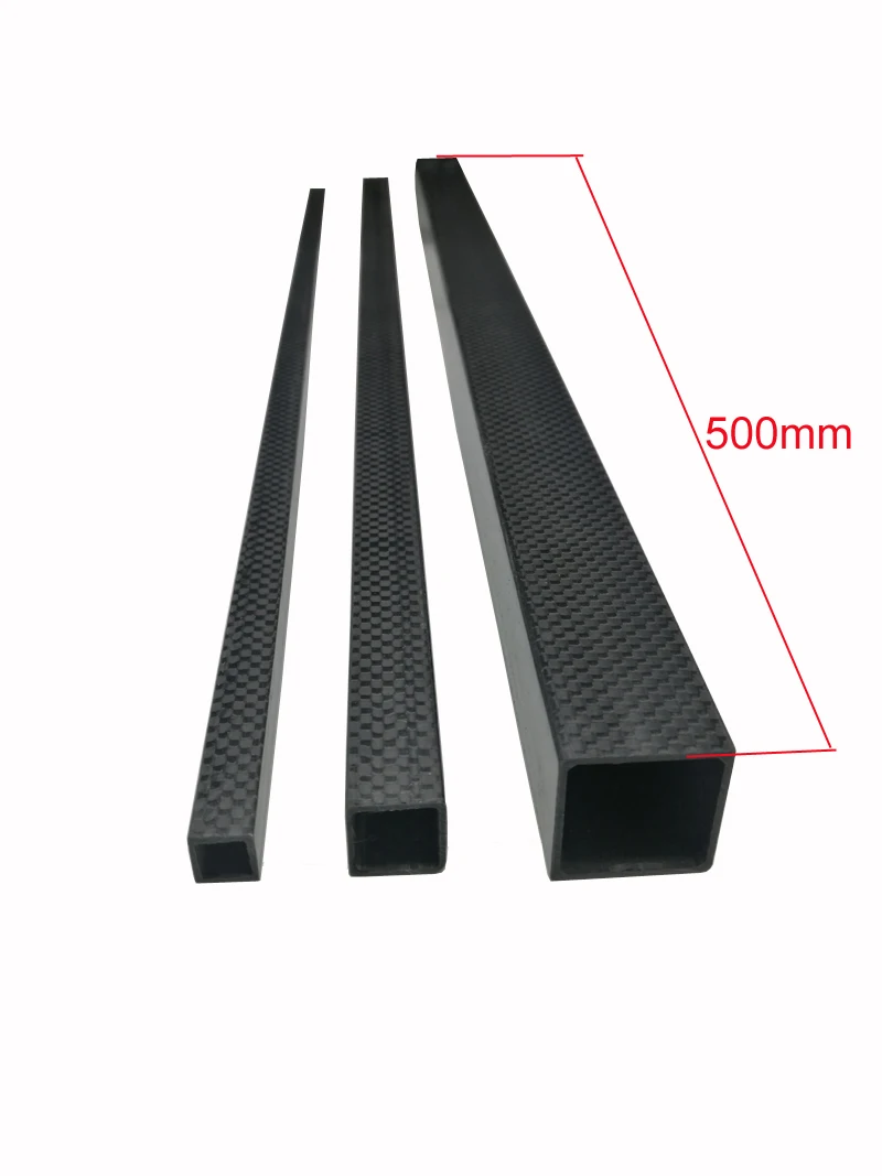 1pc 3K full carbon fiber square tube high strength length 500mm OD 10mm 15mm 20mm 22mm 25mm 30mm Glossy Surface