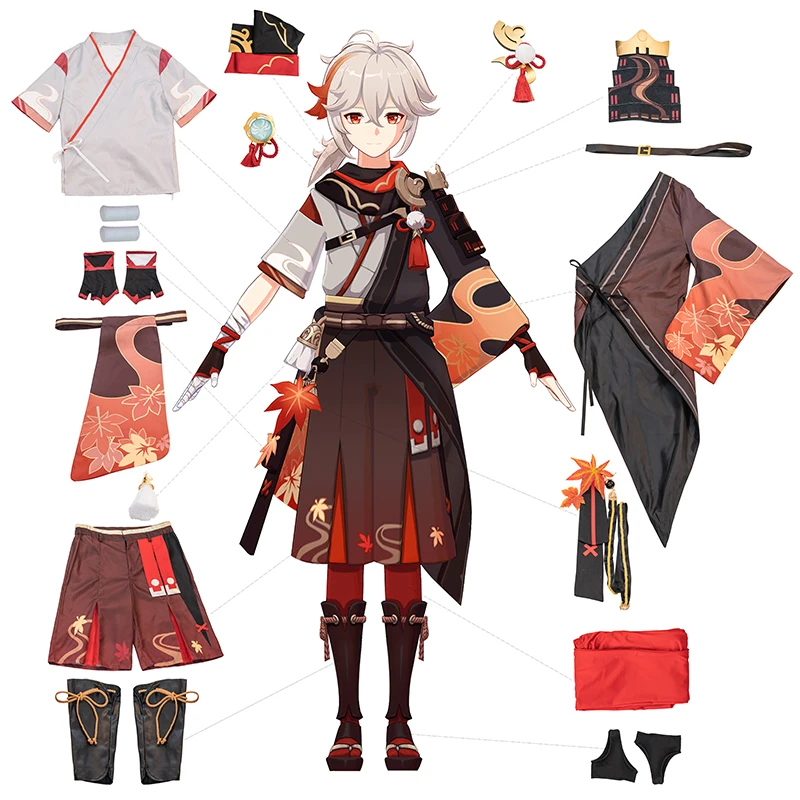 ROLECOS Kaedehara Kazuha Costume Cosplay Genshin Impact Kiryu Kazuha Costume Cosplay Halloween Cosplay per uomo completi Set completo