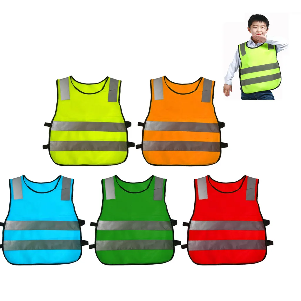Kids Sleeveless Reflective Vest Jackets Waistcoat Traffic Work Running Road Clothing w/ Reflective Strips Traffic Safety Vest