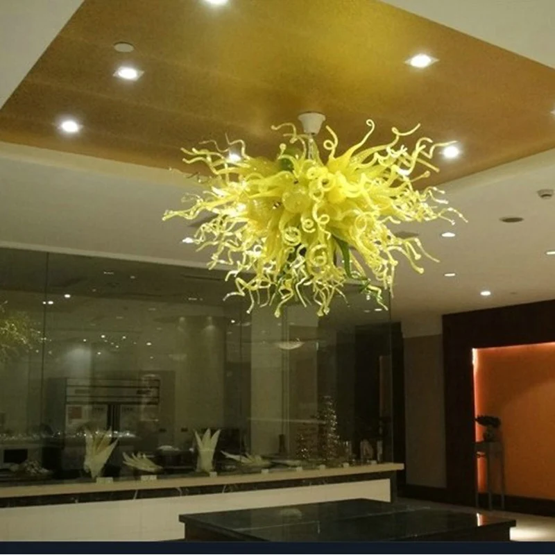 

Hand Blown Glass Pendant Lamps Lemon Green Color Art Decor Chandeliers 28 or 32 Inches