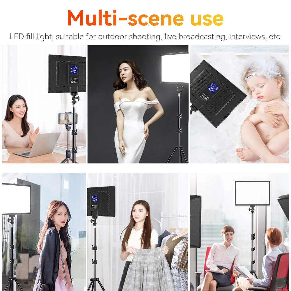 三脚付きポータブルLEDビデオライト,調光可能ランプ,3つのライトパネル,超薄型,写真撮影,ライブYouTubeビデオ用