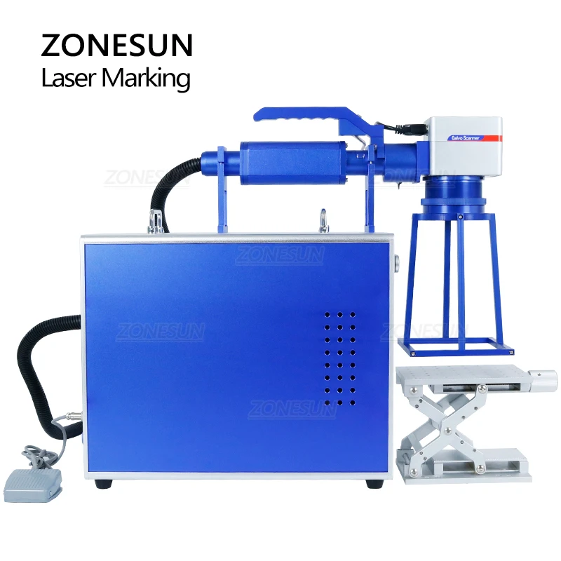 ZONESUN Fiber Laser Marking Machine Pulsed Laser Engraver Metal Plastic Leather Packaging System
