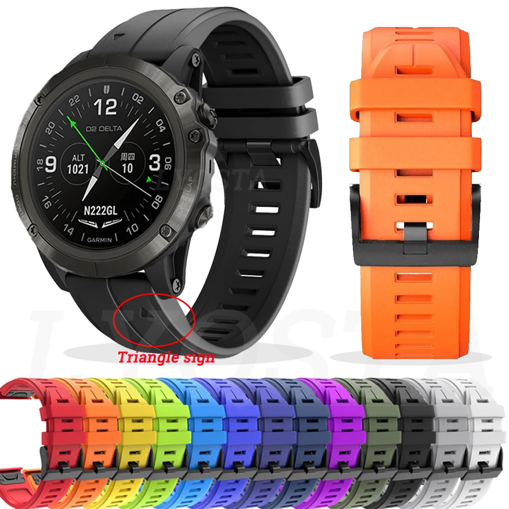 26มม.สำหรับ Garmin Descent Mk1 MK2 MK2i นาฬิกาซิลิโคนสายรัดข้อมือ Fenix 6 6XPro/D2 Delta PX สร้อยข้อมือ