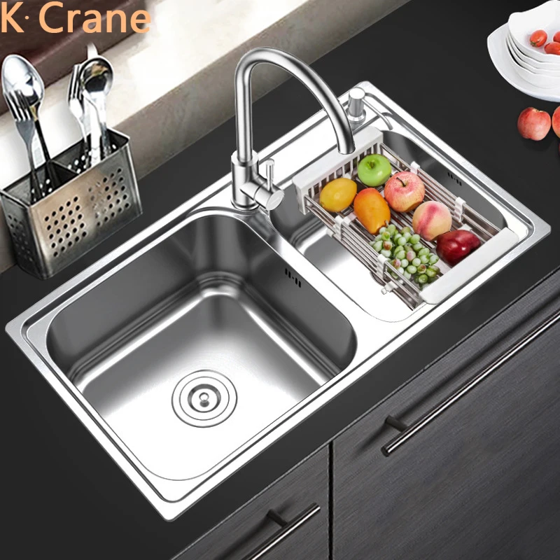 

Sink for Kitchen Double Bowel Stainless Steel Sinks 1.2mm Thickness Home Vegetable Washing Lavabo Above Counter or Udermount