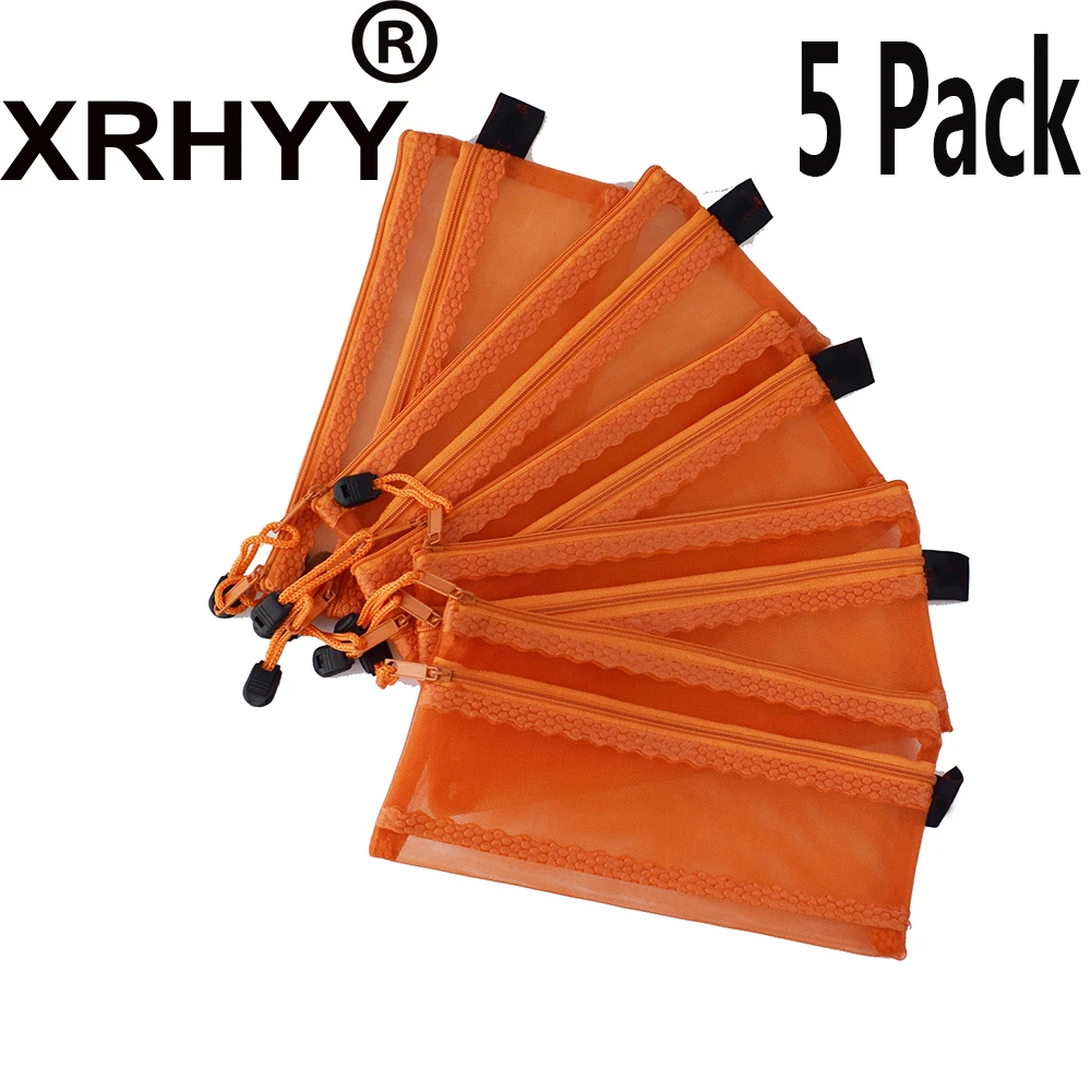 

5 Pack A6 School pencil Bags 2-Layer Zipper Pen Holder Storage Pouches Paper Document Folder Bags Stationary Organizer-Orange