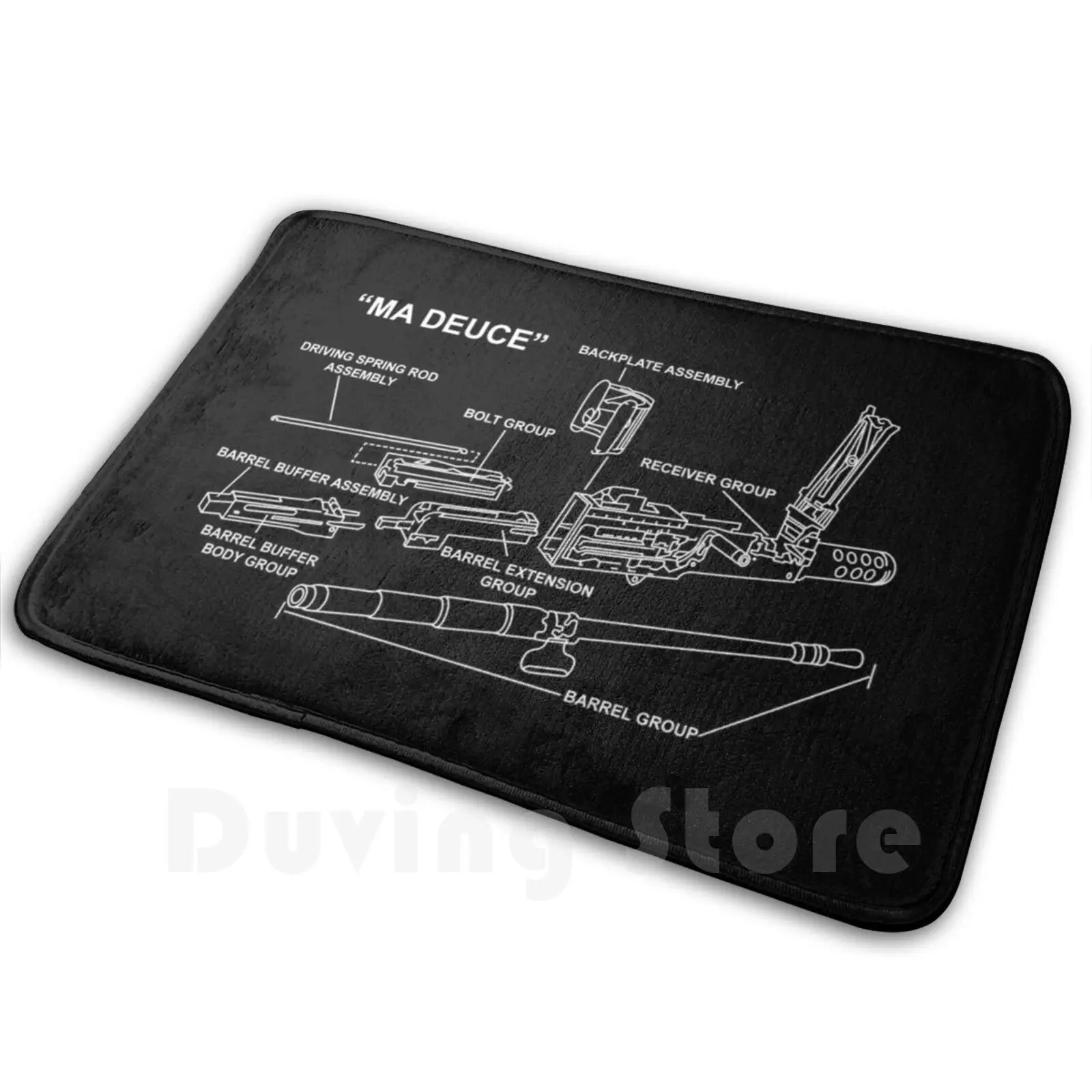 Ma Deuce Gun Parts Diagram Schematic .50 Cal Military Gun Gear Carpet Mat Rug Cushion Soft Non-Slip Gun Guns Firearm