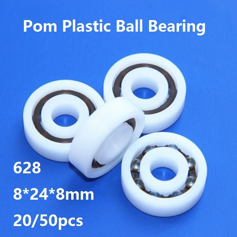 

20/50pcs 628 8*24*8mm POM plastic with glass balls deep groove ball bearing with Glass balls Nylon Cage 8×24×8mm