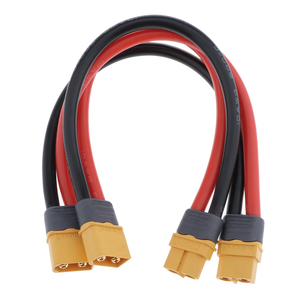 2 Stuks Rc Batterij Oplader 10awg Xt60 Stekker Verlengkabel Mannelijke/Vrouwelijke Connector Adapter