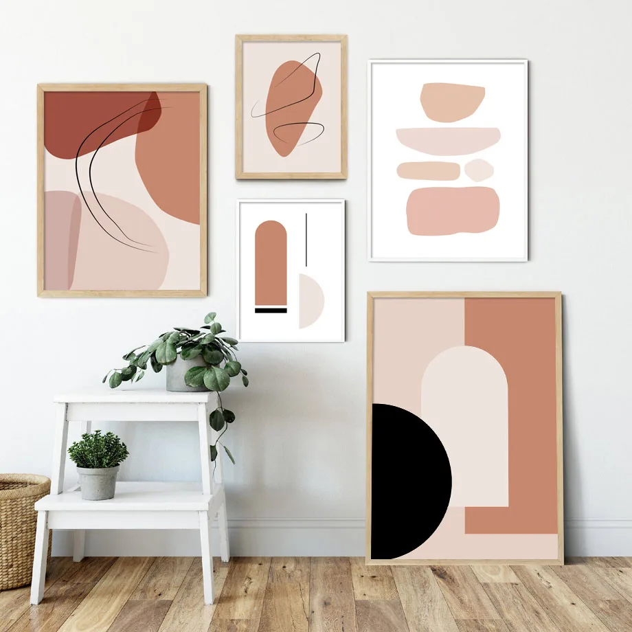 Abstract Orange Color Block Brush Strokes Nordic Posters And Prints Wall Art Canvas Painting Wall Pictures For Living Room Decor