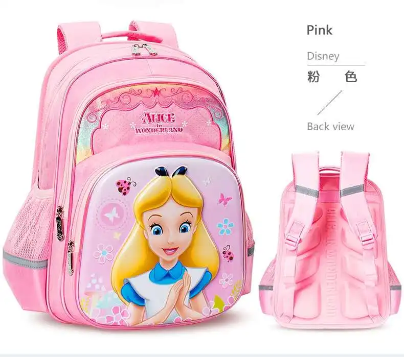 Disney Alice 3D cartoon school bags for girls cute princess  large capacity water proof primary student book backpack mochilas