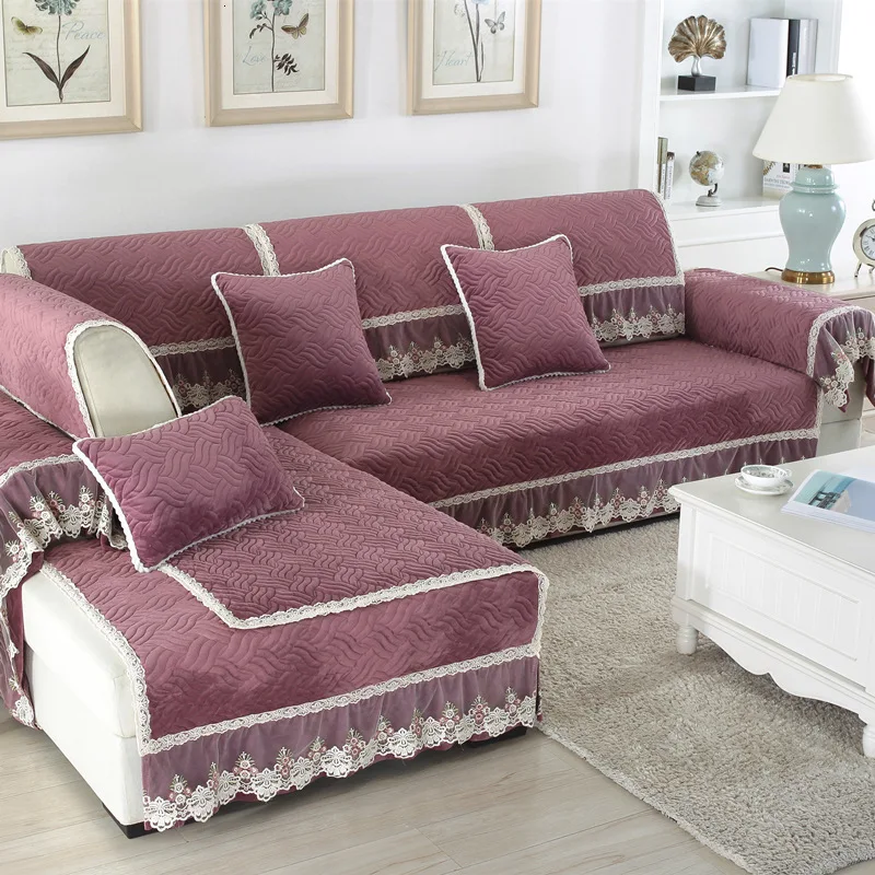 Lace Fabric Brief Sofa Towel Solid Non Slip Sofa Cover Sofa Cushion Four Seasons Avaliable Home Decoration