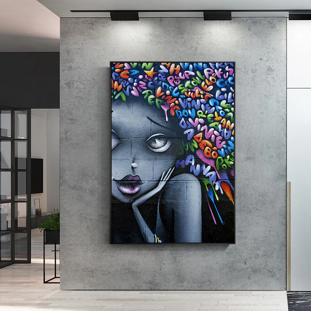 

Modern Wall Graffiti Art Prints Lovely Girls Canvas Paintings On The Wall Street Art Canvas Abstract Wall Pictures Home Decor