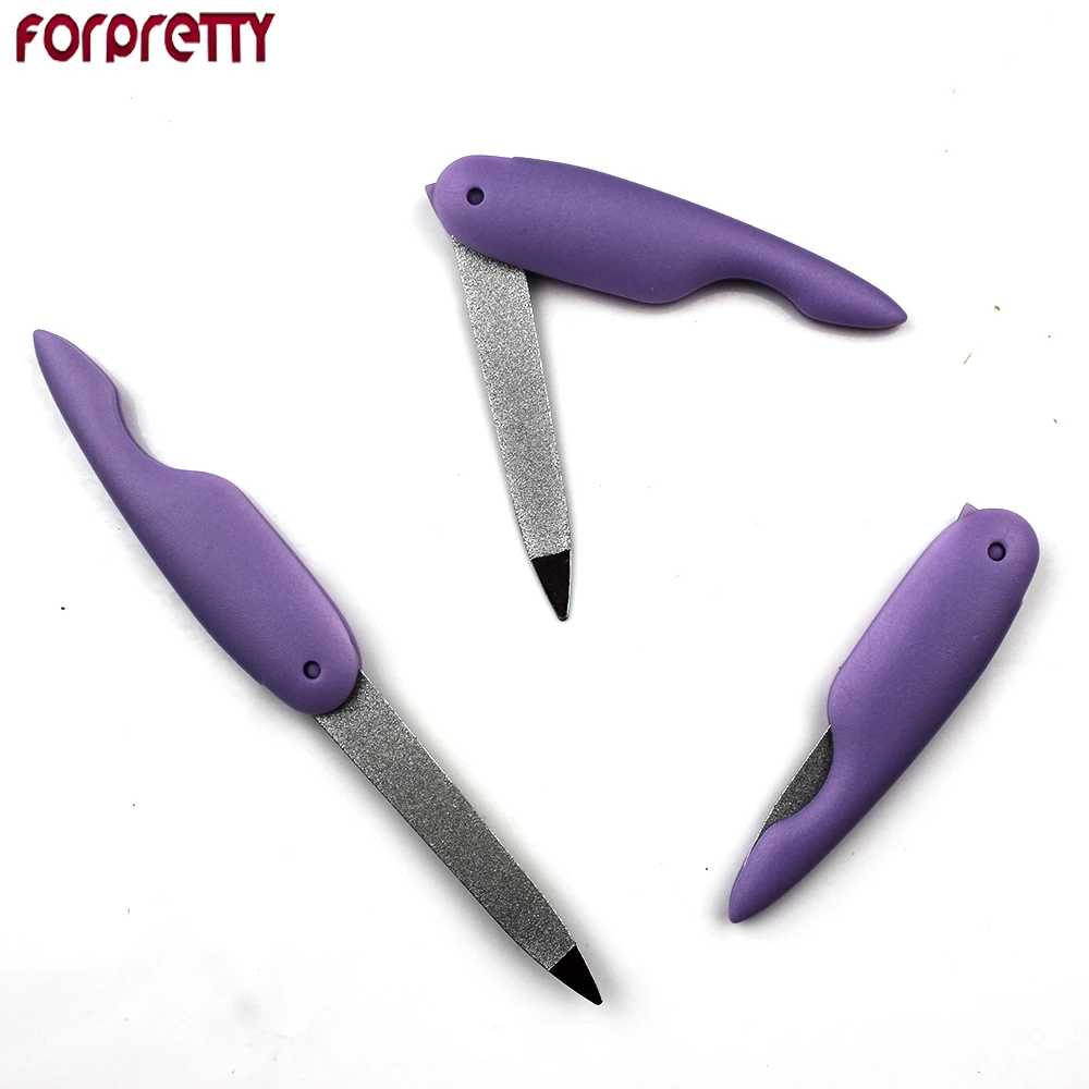 Nail File FORPRETTY Metalic Stainless Steel Fold Purple Lixa De Unha Cuticle Lime Ongle A Professionel Tool Lima Unghie Files