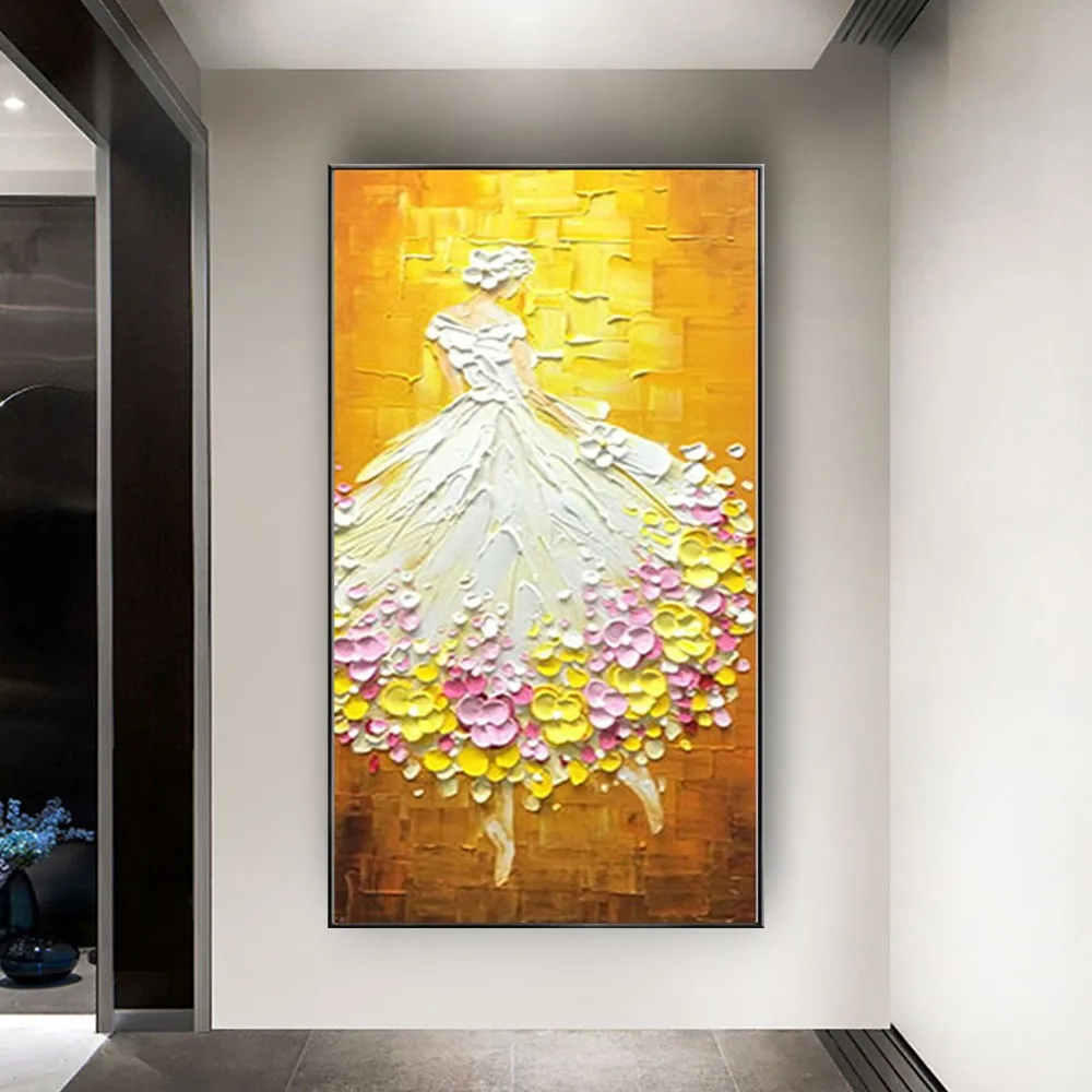 Modern Home Wall Art Image 100%Hand-Painted Abstract Dancer Oil Paintings Ballet Artist Girl Canvas Picture Decor Living Room