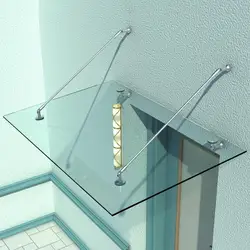 KINMADE Modern Tempered Glass Door Canopy Porch Awning Brackets Stainless Steel 304 (NO GLASS))