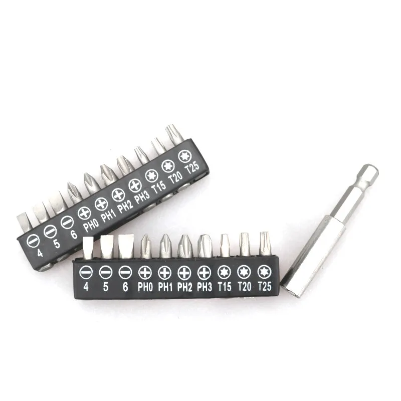 Hex Torx Chave De Fenda Bits Set, fenda Phillips Chave De Fenda, Aço Metal Parafuso com Barra De Extensão, 10 Pcs, 6,35mm, 1/4"
