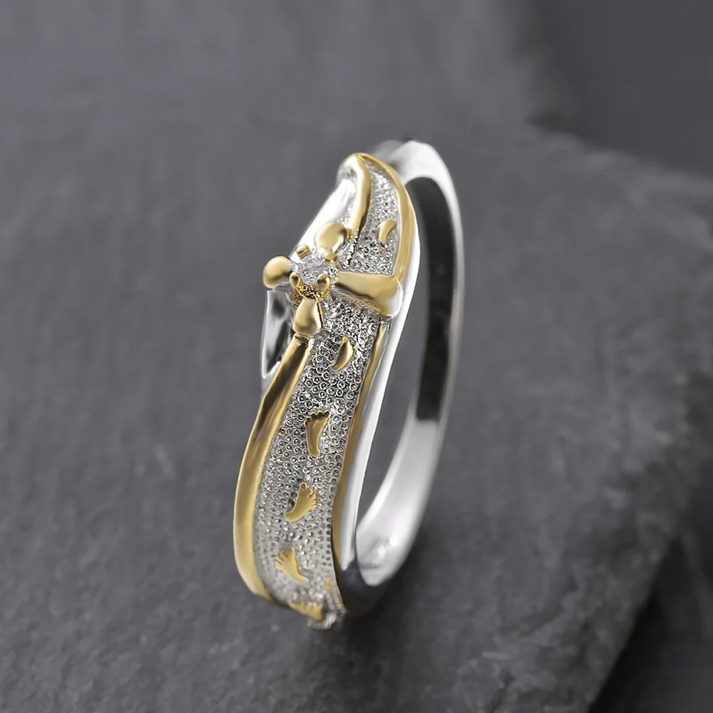 New Arrival 925 Sterling Silver Ring Women Jewelry Gold Classic Cross Ring For Girl Bridal Wedding Accessories Fast Shipping