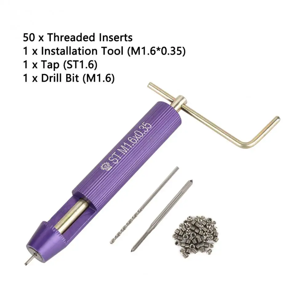 

50Pcs M1.6 x 2D Thread Repair Insert Kit Stainless Steel Coiled Wire Insert Installation Kit Helicoil Car Repair Tools