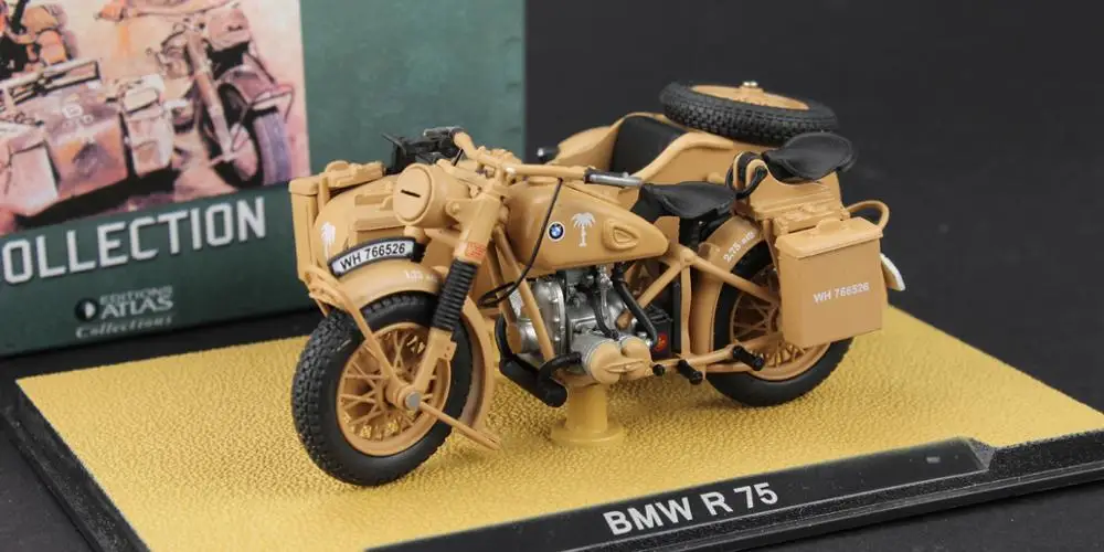 Atlas German DAK Afrika R75 Motorcycle 1939-1945 1/24 Diecast Model