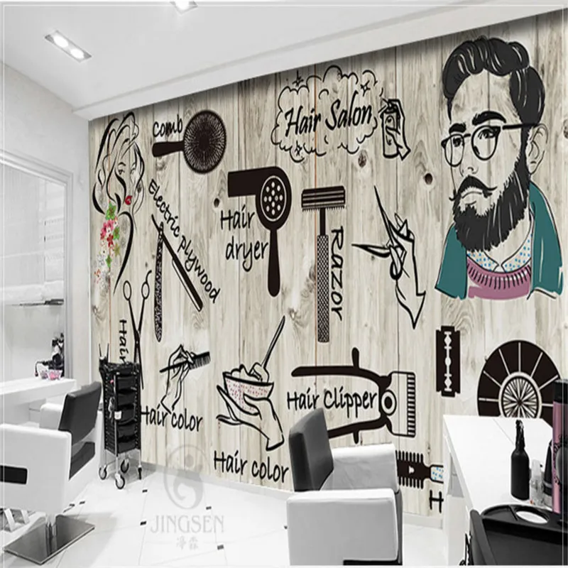 

European Retro Barber Shop Hair Salon Personality Hairdressing 3D Industrial Decor Background Mural Wallpaper Papel De Parede 3D