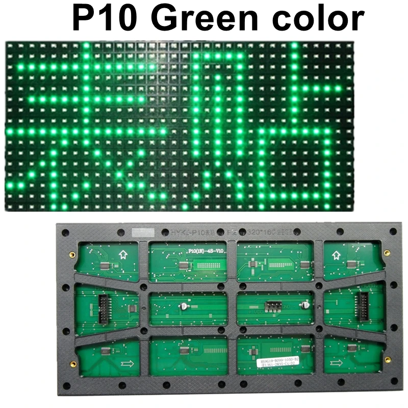 Imagem -01 - Smd Semi-exterior P10 Verde Cor Display Módulo Varredura 320*160 mm 32*16 Pixel Hub12 para Mensagem de Rolagem Led Anunciar Sinal smd semi exterior p10 verde cor display modulo varredura 320160 mm 3216 pixel hub12 para mensagem de rolagem led anunciar sinal 01