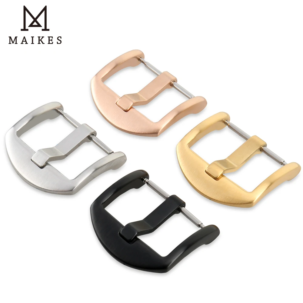 MAIKES Stainless Steel Watch Buckle 16mm 18mm 20mm 22mm 24mm Leather Strap Watch Clasp Black Rose Gold