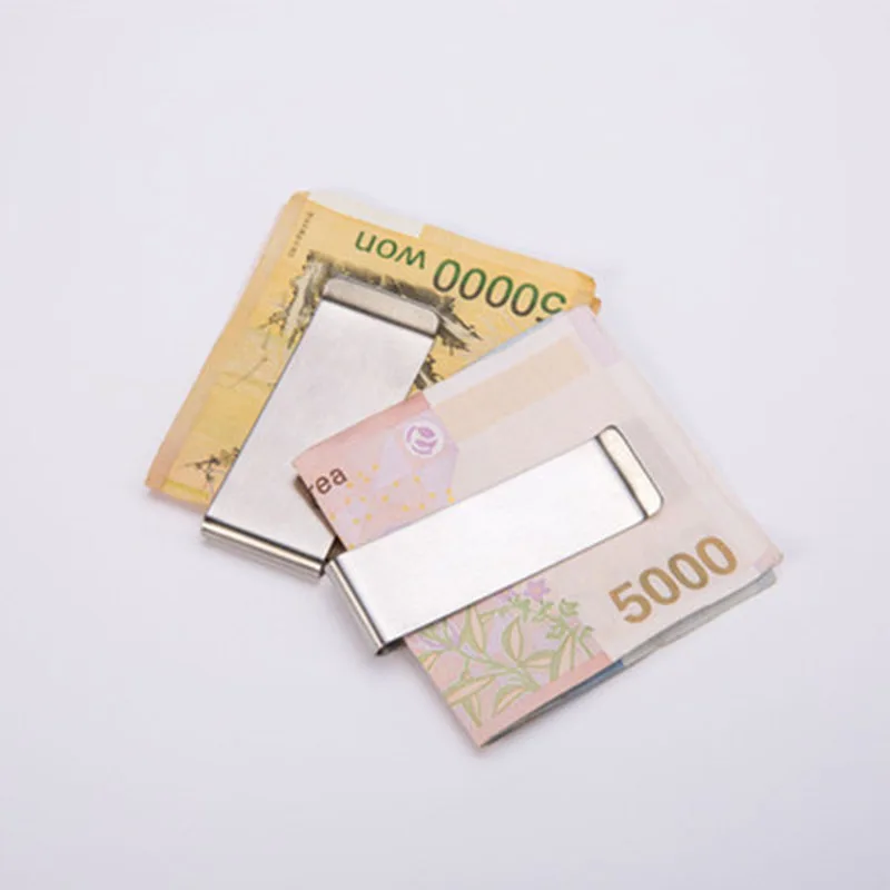 Stainless Steel Money Clip Simple Silver Brass Cash Clip Money Holder Credit Card Wallet Portable Business Cards Holder