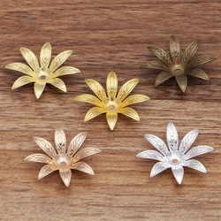 20pcs 28mm DIY Flower Beads Cap Retro Silver Sculpture Leaf  Beads Cap  Jewelry Making Accessories Components Supplies Wholesale