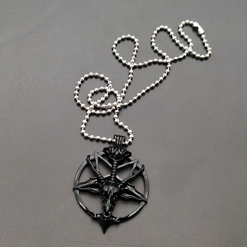 New Fashion Glamour Retro Women's Pentagram Pan God Skull Goat Head Pendant Necklace Gothic Witch Jewelry