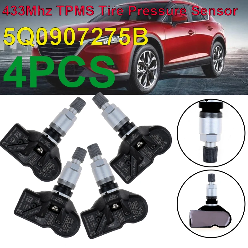 

4PCS Tire Pressure Monitoring System For Audi Skoda A3 A7 A6 Volkswagen Porsche Bentley 5Q0907275B 5Q0907275 TPMS Sensor