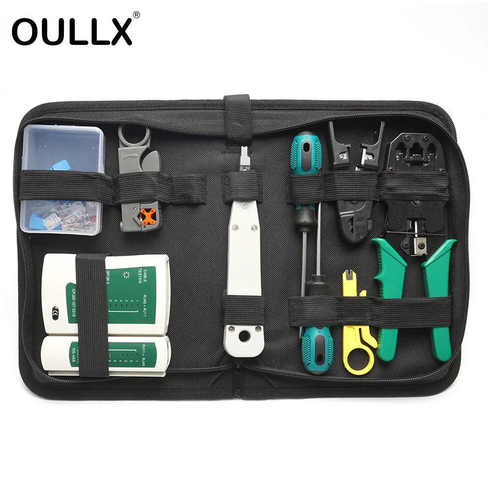 

OULLX Toolkit Lan Tester RJ45 Crimping Pliers Portable LAN Network Repair Tool Kit Cable Tester AND Plier Crimp Crimper Clamp