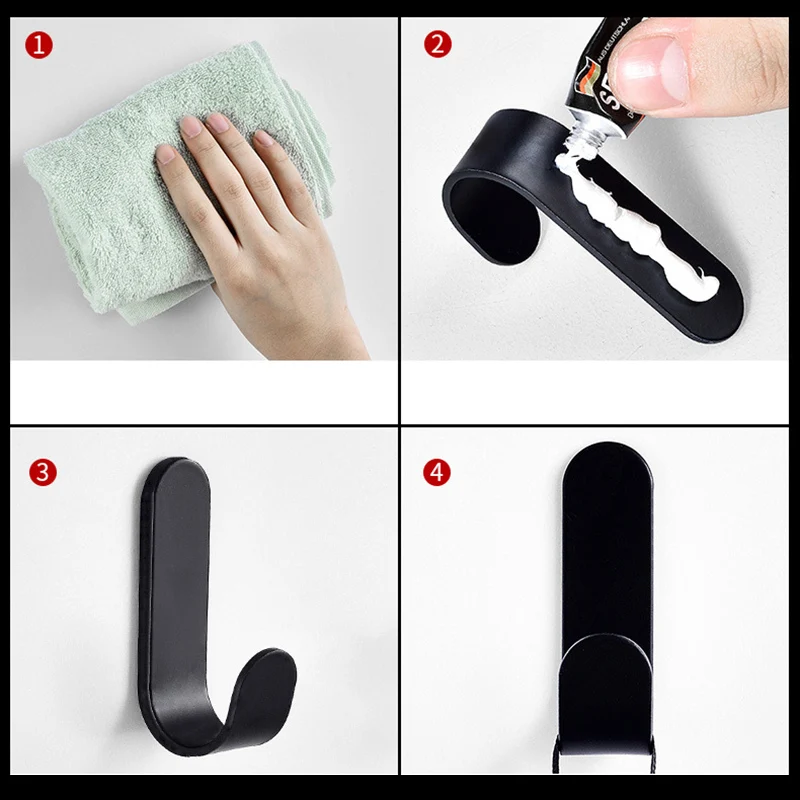 3-20 pcs Stainless Steel Bathroom Towel Robe Hook Self Adhesive Kitchen Door Wall Coat Clothes Gadget Hanger Hooks Black White