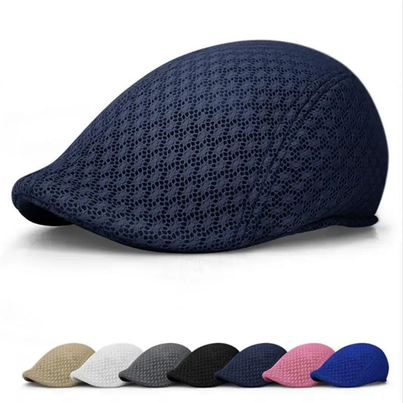 2021New Fashion Unisex Men Women Sun Mesh Beret Cap Newsboy Golf Flat Peaked Sport Hat