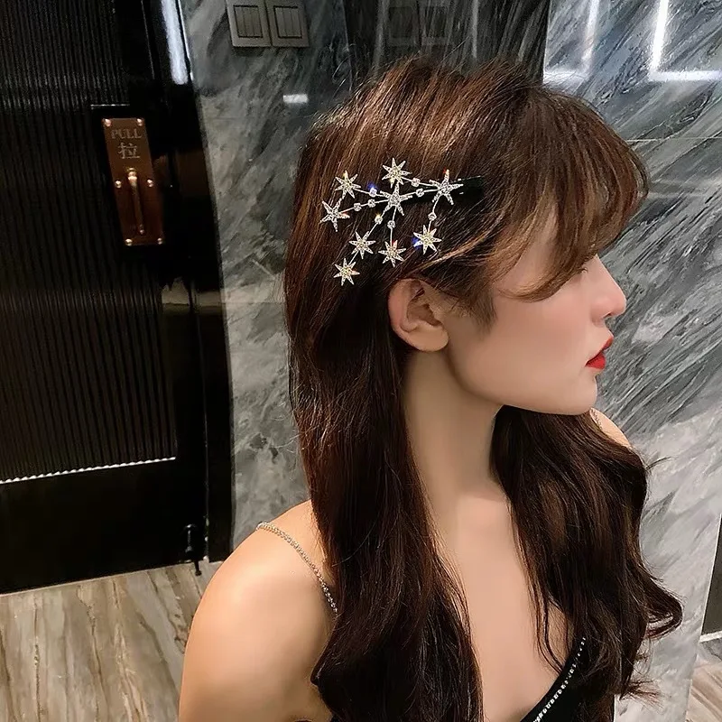 Starry Barrettes Female Side Clip Girl Fringe Clip Headdress Korean Trending Cute Girl Super Fairy Mori Style Hair Clip Top Clip