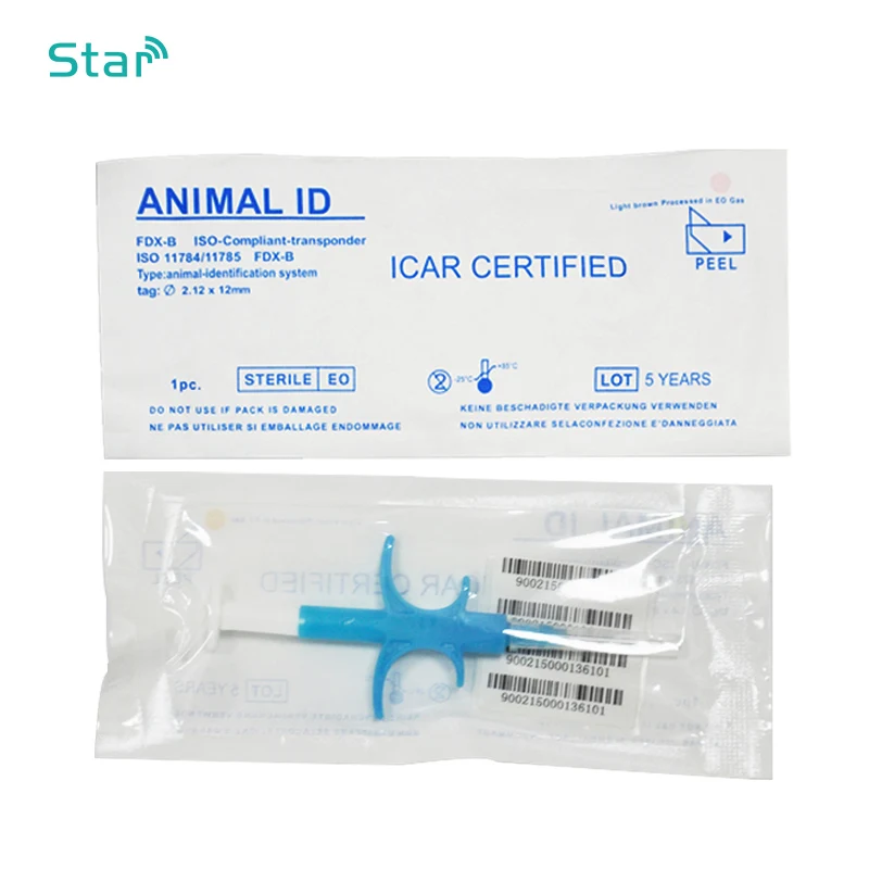 Seringa com microchip para cães e gatos, 100 peças