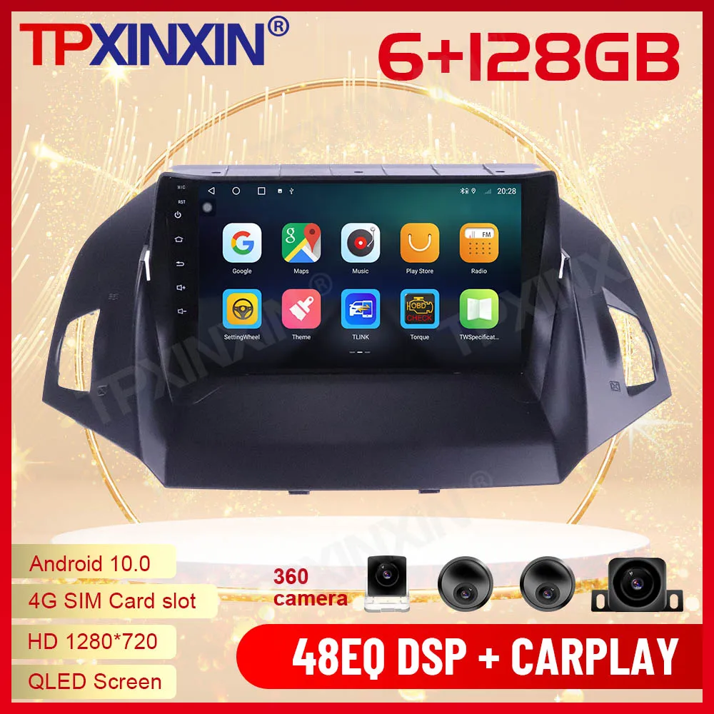 2 Din Carplay Android Radio Receiver Multimedia For Ford Kuga Escape 2012 2013 2014 2015 2016 2017 2018 2019 Recorder Head Unit