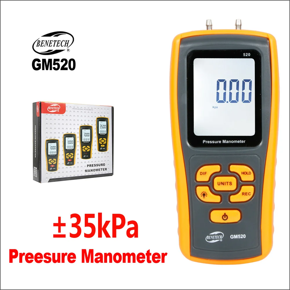 

BENETECH Pressure Gauge Manometer Digital Handheld Tyre Electronic Pressure Differential Tester USB Manometer Pressure Manometer