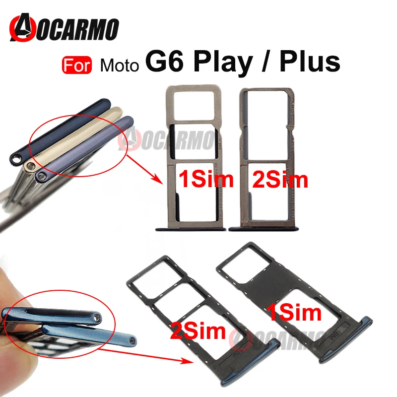 For Motorola Moto G6 Plus G6+ XT1926 G6 Play Single Dual SIM Card Socket Slot Adapter SimTray Replacement Parts