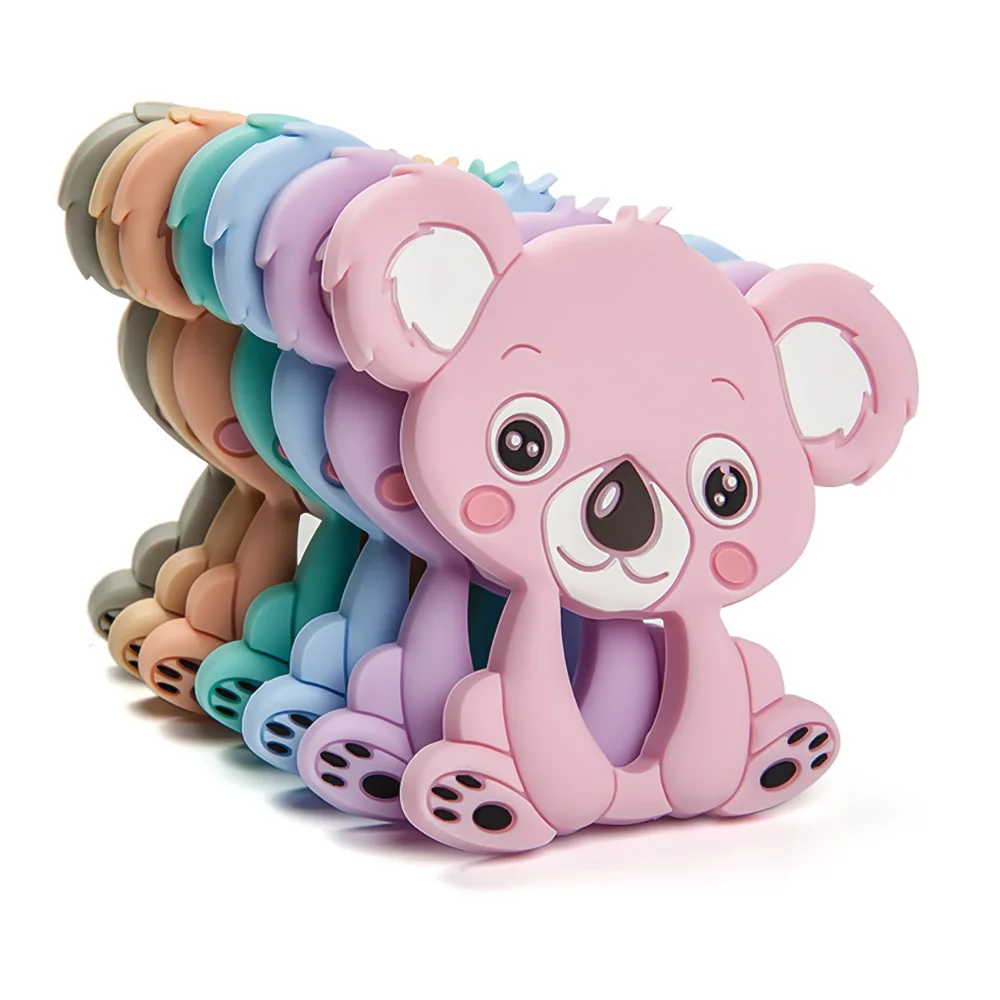 Leuke-Idee 1Pc Baby Siliconen Bijtring Koala Cartoon Dier Bpa Gratis Knaagdieren Tandjes Ketting Food Grade Baby Chewable speelgoed