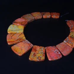 15pcs Orange Impression Jaspers Top Drilled Trapezoid Slab Beads,Ocean Sediment Emperor Stone Graduated Necklaces Trendy Jewelry