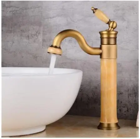 

Vidric fashion high quality solid brass and natural jade construction bathroom hot and cold gold finish basin faucet,tap sink mi