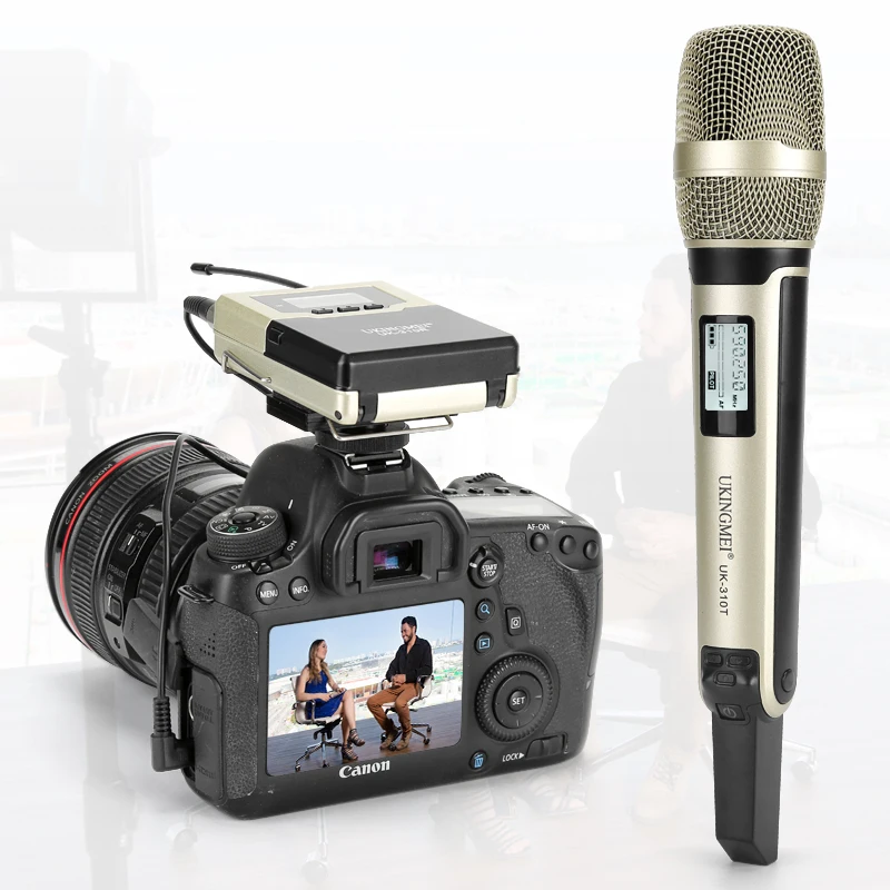 

UK-310 Wireless Handheld Microphone for DSLR Camera Outdoor Recording Interview Video Shooting DV Portable Wireless Microphone