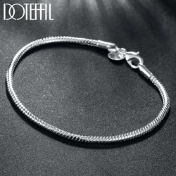 DOTEFFIL 925 Sterling Silver 4mm Snake Chain 8 inches Basis Bracelet For Woman Charm Wedding Engagement Fashion Party Jewelry