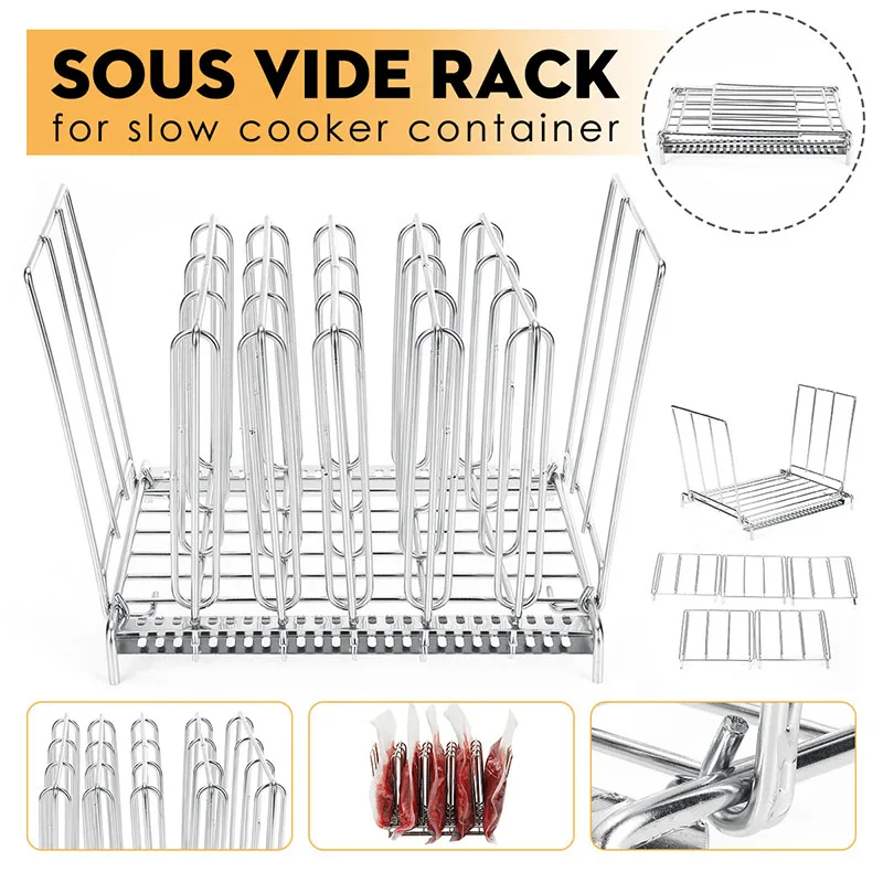 Contenitore per fornello Sous Vide da 11 litri e set di Rack Sous Vide in acciaio inossidabile separatore di divisori rimovibili per circolatore ad