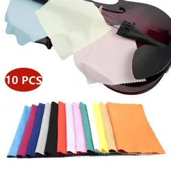 10Pcs Microfiber Cleaning Cloth Guitar Musical Instrument Maintenance Polishing Guitar Violin Piano Supplies Random Color