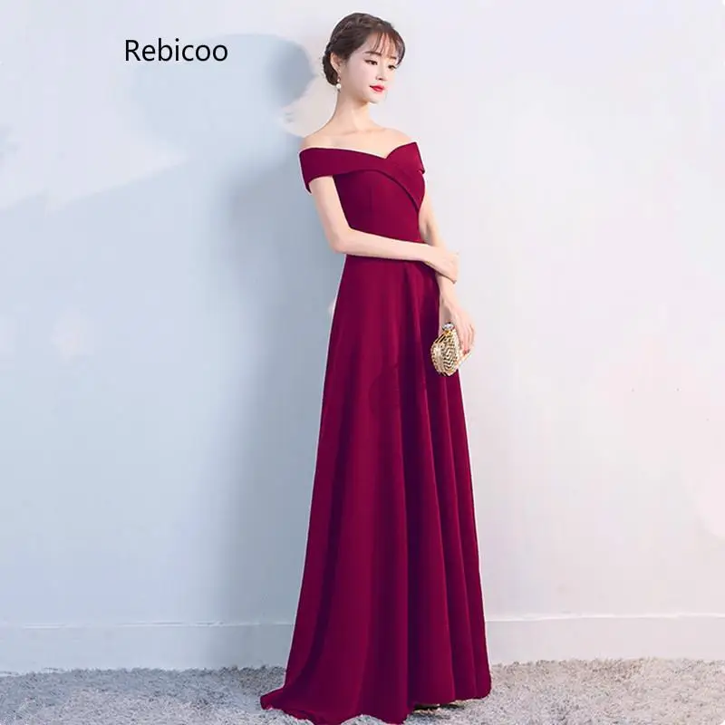 

New party Dress Elegant A-line Wine Red Long Dress Party Elegant Vestido De Festa Long Prom Gown